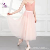 Jupe de ballet en voile pour femmes, nylon, mi-longue, costume de pratique de danse, grande taille