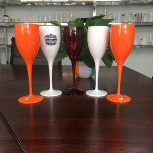100pcs logo Custom PC Plastic Champagne Flutes Acrylic <b>Wine</b> <b>Goblets</b> Transparent Stemware Brandy Glasses - Product Image 2