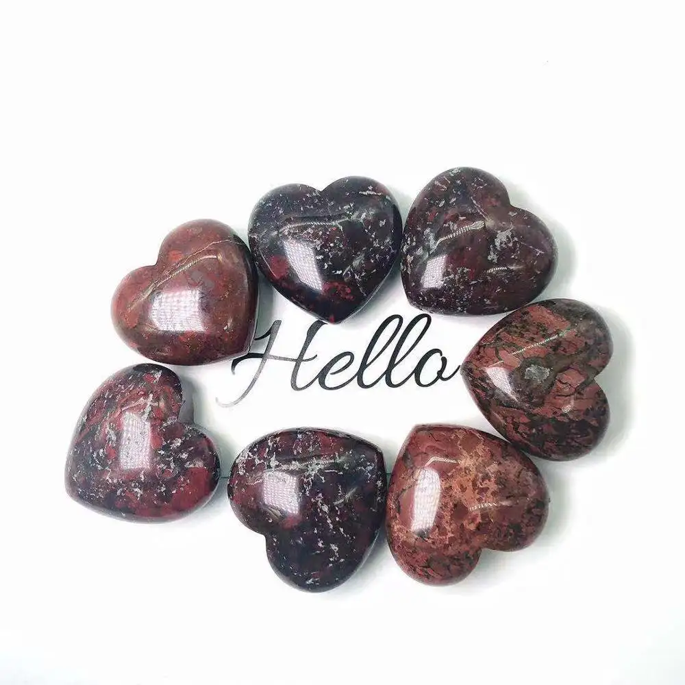 Groothandel natuurlijke gepolijst blood stone hearts crystal harten liefde steen