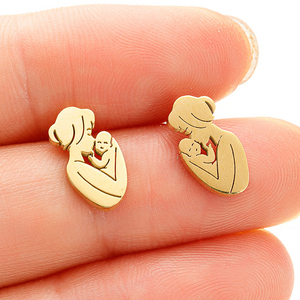 Gros fête des mères Thanksgiving coeur accessoires boucles d'oreilles en acier inoxydable niche maman tient bébé boucles d'oreilles cadeaux pour les femmes - Product Image 5