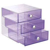 Boîte de rangement à tiroirs en acrylique rose Organisateur de tiroirs en acrylique Conteneurs de rangement en acrylique empilables transparents avec 3 tiroirs
