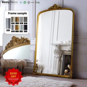 Specchio Decorativo su Misura per Casa, Grande Specchio Antico di Lusso, Specchio ad Arco Francese con Cornice in Legno per Arredamento e Trucco - Product Image 4