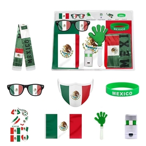 Kit de supporter de <span class=keywords><strong>football</strong></span> mexicain personnalisé - Lots en gros comprenant drapeaux, casquettes, lunettes de soleil, masques | |   Accessoires pour supporters de <span class=keywords><strong>football</strong></span> - Product Image 1