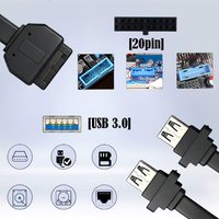 Cable de Extensión USB 3.0 Dual Ultra Plano y Delgado Montado en el Panel Frontal del Chasis, Cable de Placa de Montaje de Computadora de 20 Pines para Escritorio