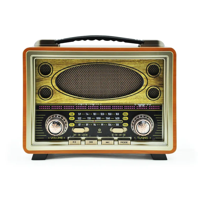 M-2027BT Meier Vintage Radio produce Radio Fm Am Sw ricaricabile portatile in legno e Usb