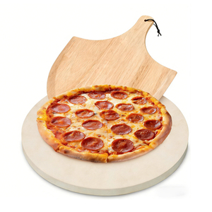 Pierre à <span class=keywords><strong>pizza</strong></span> ronde durable de 13 pouces personnalisée en gros avec pelle à <span class=keywords><strong>pizza</strong></span> en bois pour four, barbecue et cuisson - Product Image 1
