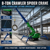 Grue araignée sur chenilles en acier 8T, rayon d'action de 18 m, vitesse de déplacement de 0 à 2,5 km/h, capacité de montée de 25 degrés, vente en gros B2B