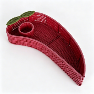 ตะกร้าอีสเตอร์สีชมพู ตะกร้าหวายสานมืออเนกประสงค์ ถาดเสิร์ฟผลไม้และขนม สำหรับตกแต่งบ้านและห้องนั่งเล่น - Product Image 2