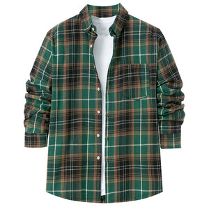 เสื้อเชิ้ตแขนยาวผ้าฝ้ายฟลานเนลสำหรับผู้ชาย ผลิตตามสั่ง OEM ระบายอากาศได้ดี สวมใส่สบาย คุณภาพสูง 100% - Product Image 1