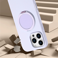 Coque de téléphone en silicone de luxe avec support magnétique 360°, compatible avec la charge sans fil pour 17/16/15/14 Pro Max, dos liquide antichoc