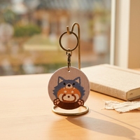 LinWang Custom Double Sided Cartoon Animal Embroidery Alloy Keychain with Electronic Key Finder for Bags & Key Rings