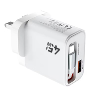 Chargeur rapide 45W à 2 ports avec logo personnalisé, bloc de charge rétractable PD Type C, adaptateur de voyage à charge rapide pour iPhone 18 17