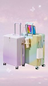 <strong>Rainbow</strong> Gradient Luggage <strong>Suitcase</strong> 20-28inch ABS PC with USB Charging Port 360&deg;Spinner Wheels Trolley Bag Case - Product Image 5