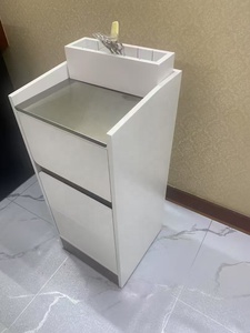 Modern Minimalist Salon <b>Trolley</b> with Drawers and <b>Tool</b> Organizer Beige Wood Storage Cabinet for Beauty Salon Use - Product Image 4