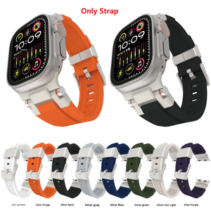Bracelet de montre en silicone le plus vendu pour Apple Watch S10 11 46mm Ultra 49mm SE 44mm, bracelet de montre sport avec boucle en acier inoxydable - Product Image 3