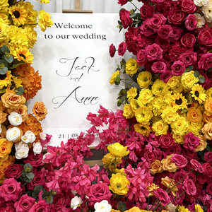 Arrangement floral artificiel dégradé, <span class=keywords><strong>colonne</strong></span> de roses jaunes, oranges et roses, idéal <span class=keywords><strong>pour</strong></span> la décoration de mariage - Product Image 3