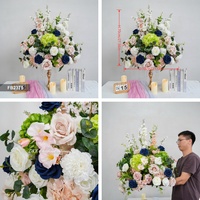 Centerpiece Bunga Pernikahan Besar 70cm, Biru Dongker Blush, Bola Bunga Artifisial untuk Dekorasi Meja Pesta dan Perjamuan