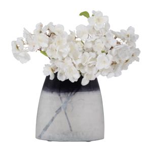 Vaso in vetro arrotondato contemporaneo con finitura sfumata delicata per soggiorno, vaso decorativo per fiori - Product Image 4