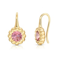 Boucles d'oreilles pendantes LYBURCHI en alliage de laiton plaqué or 14K/18K, motif floral rond avec zircon coloré, fermoir français, bijoux de mode pour femmes