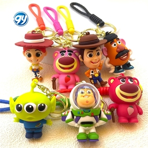 Llavero de dibujos animados de Toy Story Buzz Lightyears, muñeco de oso fresa, llavero de Anime, colgante de bolsa de coche de goma suave de PVC, regalo, llavero 3D - Product Image 1