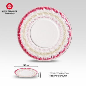 <span class=keywords><strong>WEI</strong></span> YE Vintage handgemachte hellrosa Blume gedruckt Keramik Essteller Retro Design Ladegeräte Teller und Gerichte für die Hochzeit - Product Image 6