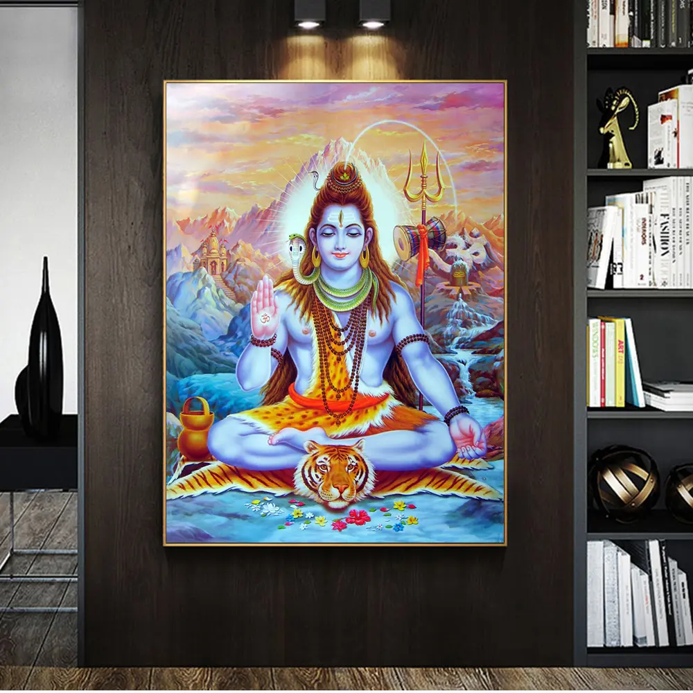 Pinturas sobre lienzo del Señor de Shiva para decoración del hogar, carteles artísticos e impresiones de dioses hindúes, imágenes artísticas del hinduismo