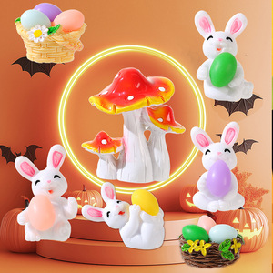 Easter Bunny Miniature Landscape Ornament Resin Craft Decor Indoor Outdoor Easter <b>Decoration</b> Nest <b>Eggs</b> Creative Jewelry - Product Image 4