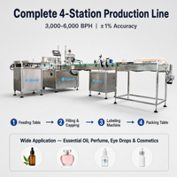 Ligne de production de machines de remplissage entièrement automatiques pour huiles essentielles, flacons de parfum en verre roll-on, machine de remplissage et de bouchage de liquides
