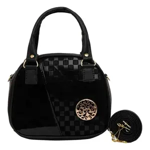 Sac bandoulière pour femme Fana, motif à carreaux, noir, imperméable, en laine, cuir, doublure en polyester, style moderne, usage quotidien - Product Image 1