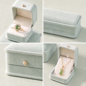 Zebopak Mint Green Suede Jewellery <b>Box</b> Set with Ring <b>Necklace</b> Pendant Christmas Holiday <b>Gift</b> Collection Wholesale - Product Image 3