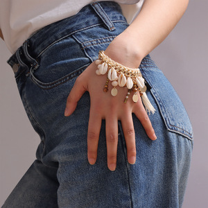 Bohemian Braided <b>Shell</b> <b>Bracelet</b> With Tassel Beads Women's Fashion Jewelry Golden Color Yiwu Origin - Product Image 2