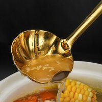 Louche à soupe créative en forme de lotus avec manche long, en acier inoxydable 304, passoire pour fondue, accessoire de cuisine, compatible lave-vaisselle et four