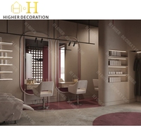 Salon de beauté moderne, design 3D personnalisé, bureau d'accueil de luxe rose pour salon de beauté, mobilier de salon de beauté pour la décoration de salon de beauté