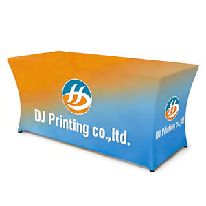 Nappe personnalisée avec logo <span class=keywords><strong>d</strong></span>'entreprise sur mesure, bannière de table extensible en spandex de 6 pi et 8 pi pour salon professionnel, événement, housse de table tréteau - Product Image 1