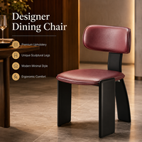 Chaises de salle à manger avec appui-tête, pieds sculpturaux et revêtement bordeaux pour centre commercial, restaurant, promenade, bord de mer, café
