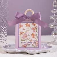 Boîte à bonbons de mariage personnalisée OEM pour invités, boîte à bonbons créative exclusive faite à la main, pliable, impression CMYK violette