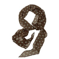 Écharpe longue en mousseline pour femme, à pois et rayures, style français, marron, fine, fluide, polyvalente, pour l'automne et l'hiver
