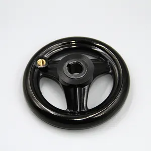 Black Bakelite With Keyway Valve Handwheel With Handle 3 Spoke Industrial Adjustment Handwheel