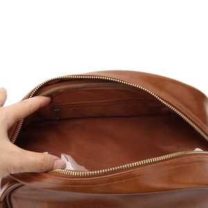 Organisateur de maquillage à double fermeture éclair à grande capacité à deux compartiments Sac de toilette personnalisé en cuir lisse pour homme - Product Image 5