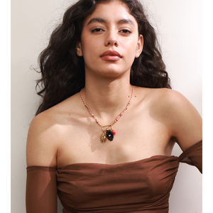 JINYOU 4851 パーソナライズド ポリエステルロープ巻きステンレスビーズネックレス アクリルハートメタルドルフィンペンダントネックレス - Product Image 4