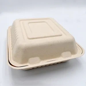 Contenitori per alimenti in carta da asporto biodegradabile gusci di vongole usa e getta da 9 pollici scatole di bagassa
