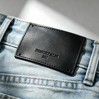 Écussons personnalisés thermocollés en cuir véritable, étiquettes écologiques pour jeans et vêtements, accessoires de couture, vente en gros OEM