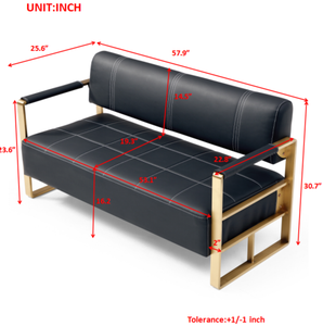 Juego de Sofás de Cuero Dorado de Diseño Moderno y Alta Calidad para Salón de Belleza, Barbería, Sala de Espera, Apartamento, Hotel, Villa - Product Image 6