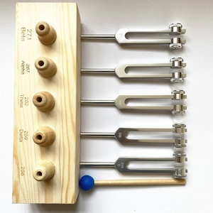 Lot de 5 Diapasons de Thérapie par Vibration (256C, Delta 259, Theta 262, Alpha 267, Beta 271) avec Support en Bois Gravé – Vente en Gros - Product Image 5