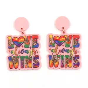 Оптовая продажа, уникальные дизайнерские акриловые серьги-подвески, радужные серьги-кольца для лесбиянок и геев