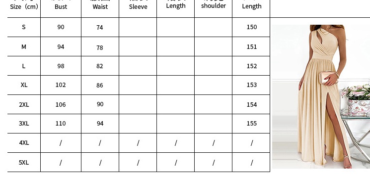 Y207155 Dress Women Summer inclined shoulder hollow out temperament commuter gradient high split Dresses Casual Vestidos