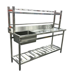 Évier utilitaire autonome en acier inoxydable Évier commercial à une cuvette avec égouttoir et étagères - Product Image 1