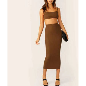 F230562 abiti di moda estiva da <span class=keywords><strong>donna</strong></span> Set gonna a due pezzi con gonna <span class=keywords><strong>aderente</strong></span> top Crop tailleur completo moda <span class=keywords><strong>donna</strong></span> 2pc - Product Image 1