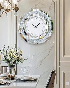 Silver Quartz Needle Movement Mirror Crystal Diamond Sparkle Twinkle Bling Large Wall <b>Clock</b> Decoration - Product Image 6