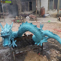 Sculpture de dragon en bronze, cuivre et laiton d'origine chinoise pour jardin